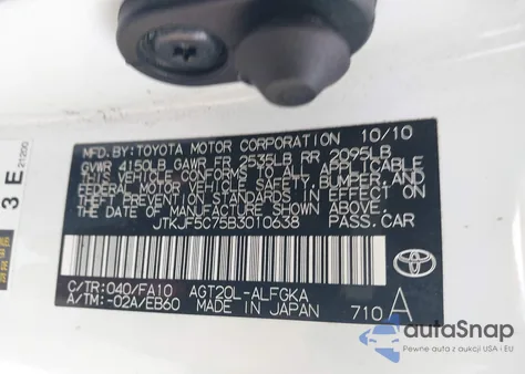 2011 Scion Tc from USA, damaged, VIN JTKJF5C75B3010638